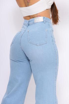 Imagem de Calça Wide Leg Detalhe Lateral Feminina - Sol Jeans