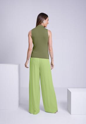 Imagem de Calça wide leg em viscose com detalhe cós lunender 34758