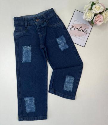 Imagem de Calça Wide Leg Feminina Infantil Jeans Lançamento Blogueiras