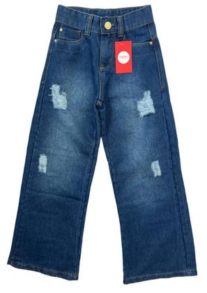 Imagem de calça wide leg jeans feminina infantil juvenil menina de 1 a 16 anos