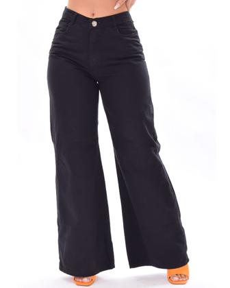 Imagem de Calça Wide Leg Marmorizada Cinza/Chumbo Feminina Jeans Premium cintura alta Pantalona tendencia
