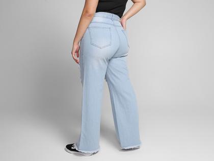 Imagem de Calça Wide Leg Vista Magalu Barra Desfiada