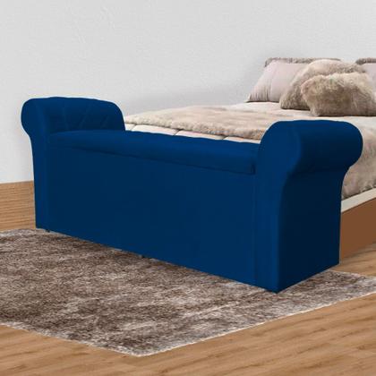 Imagem de Calçadeira Baú Cancun 160cm Casal Queen Luxo Suede Cores - DS Estofados