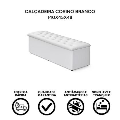 Imagem de Calçadeira Baú Casal 140cm Branco