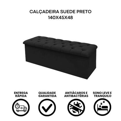 Imagem de Calçadeira Baú Casal 140cm Preto