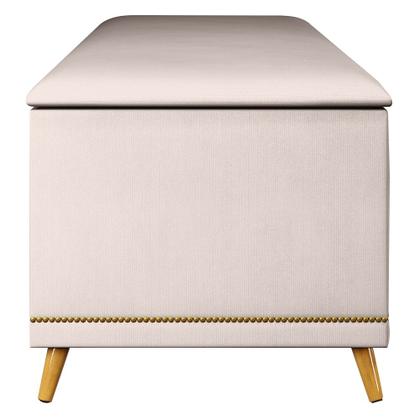 Imagem de Calçadeira Baú Casal King 195cm Imperial Veludo J02 Bege - Mpozenato