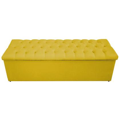 Imagem de Calçadeira Baú Estofada Mel 160 cm Queen Size Com Capitonê Suede Amarelo - Doce Sonho Móveis