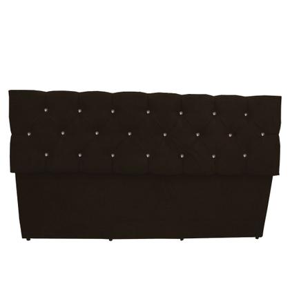Imagem de Calçadeira Baú Paris Casal 140 cm Botão Strass Suede Marrom Do Lar Móveis