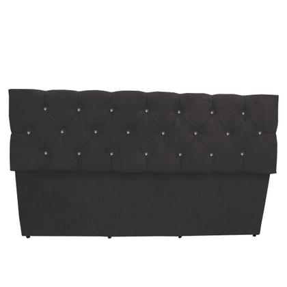 Imagem de Calçadeira Baú Paris Queen 160 cm Botão Strass Suede Grafite Eli Móveis