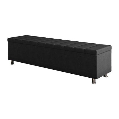 Imagem de Calçadeira Baú Recamier Estofado Queen 160 cm Ônix Veludo
