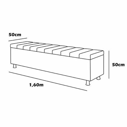 Imagem de Calçadeira Baú Recamier Estofado Queen 160 cm Ônix Veludo