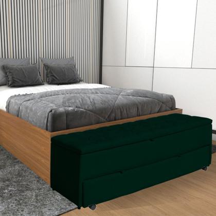 Imagem de Calçadeira Baú Sapateira Casal Queen 160cm Ayla Suede Capitonê - Estopar