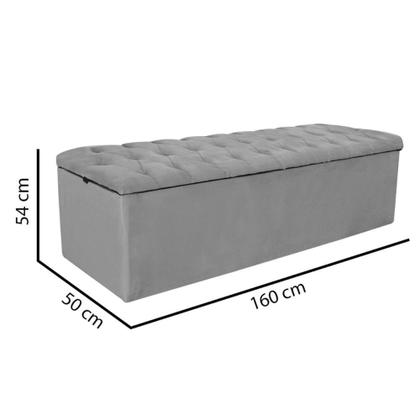Imagem de Calçadeira Com Baú Estofada Capitonê Livia 160cm Queen Size Para Cama Box Suede Bege - Gat Magazine