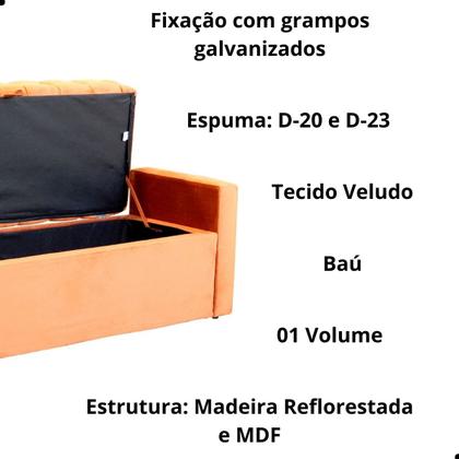 Imagem de Calçadeira de Sapatos Baú Estofada 160 cm Queen Veludo Emma