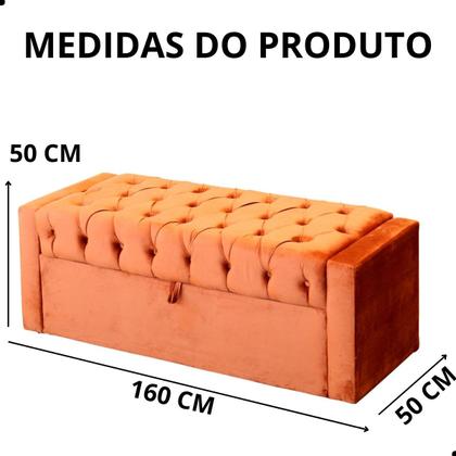 Imagem de Calçadeira de Sapatos Baú Estofada 160 cm Queen Veludo Emma