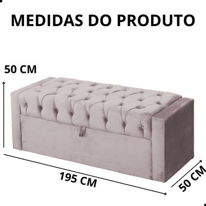 Imagem de Calçadeira de Sapatos Baú Estofada 195 cm King Veludo Emma