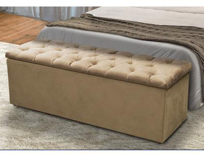 Imagem de Calçadeira Recamier Baú Casal Queen 160cm Sofia Suede Bege - DS Estofados