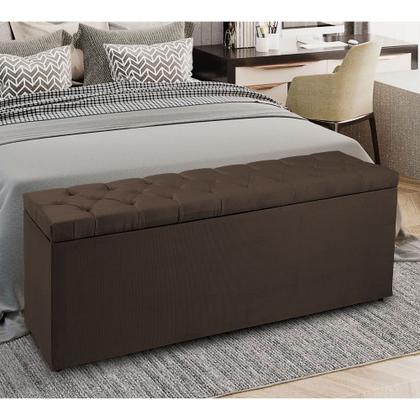 Imagem de Calçadeira Recamier Baú King 1,95m Madrid Suede Marrom - Pallazio