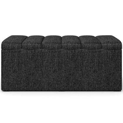 Imagem de Calçadeira Recamier Baú Para Cama Box Solteiro Dália 100x50 Cm W01 Linho Chumbo - Lyam Decor