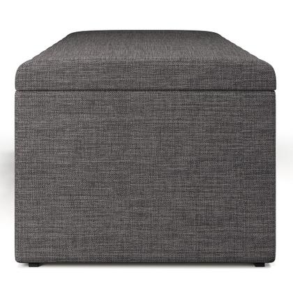 Imagem de Calçadeira Recamier Baú Para Cama Queen Dália 160x50 Cm W01 Linho Cinza Escuro - Lyam Decor