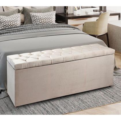 Imagem de Calçadeira Recamier Baú Queen 1,60m Madrid Suede Bege - Pallazio