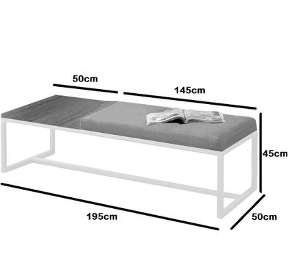 Imagem de Calçadeira Recamier Londres 195cm Industrial Bronze Sintético Branco Tampo Quadrado MDF Carvalho - Ahz Móveis