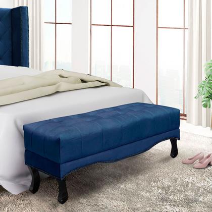 Imagem de Calçadeira Recamier Queen 1,60m Vicenza Suede Azul Marinho - Pallazio