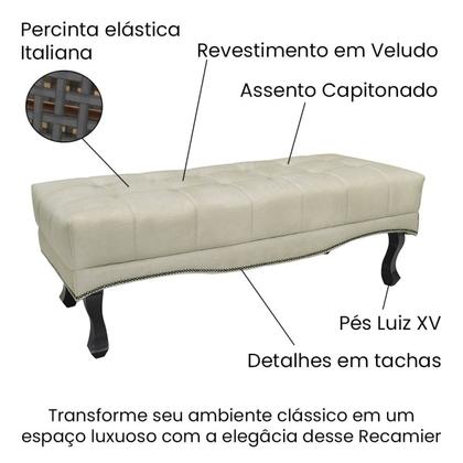 Imagem de Calçadeira Recamier Queen Veludo Vicenza Bege