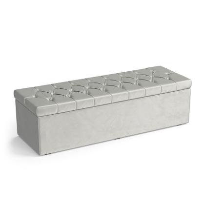 Imagem de Calçadeira Sagitarius 160 Queen Decorativa N-023 Veludo Cinza Claro Aradecor