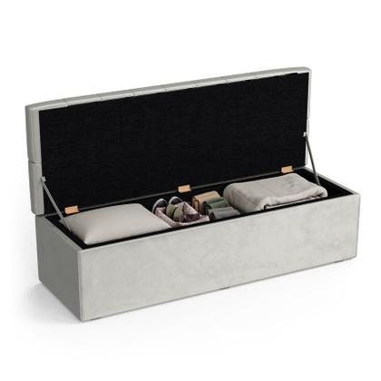 Imagem de Calçadeira Sagitarius Estofada 160 para Cama Box Queen N-023 Veludo Cinza Claro Aradecor