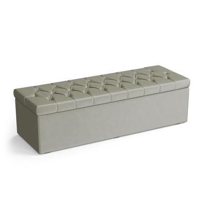 Imagem de Calçadeira Sagitarius Estofada 195 para Cama Box King N-030 Veludo Bege Aradecor