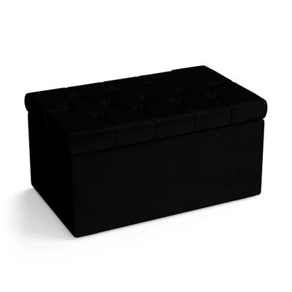 Imagem de Calçadeira Sagitarius Estofada 90 para Cama Box de Solteiro N-024 Veludo Preto Aradecor