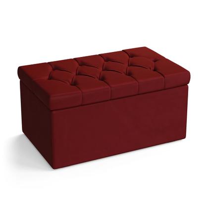 Imagem de Calçadeira Sagitarius Estofada 90 para Cama Box de Solteiro N-033 Veludo Vermelho Aradecor