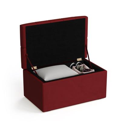 Imagem de Calçadeira Sagitarius Estofada 90 para Cama Box de Solteiro N-033 Veludo Vermelho Aradecor