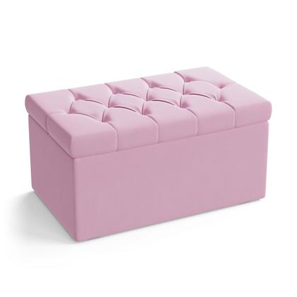 Imagem de Calçadeira Sagitarius Estofada 90 para Cama Box de Solteiro Z-021 Sued Rosa Bebê Aradecor