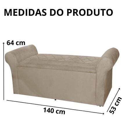 Imagem de Calçadeira Sapatos Baú Cancun Estofada 140 cm Casal Suede