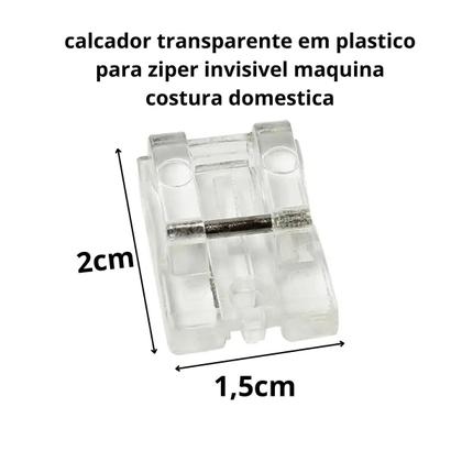 Imagem de Calcador Sapata Sapatilha plástico De Aplicar Pregar Zíper Invisível maquina domestica