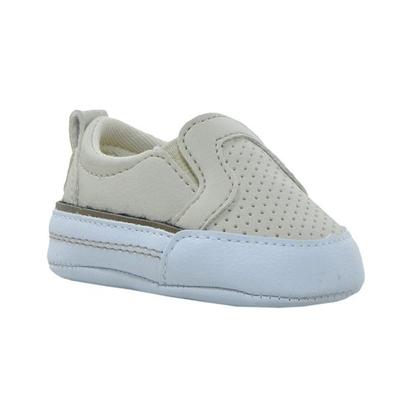 Imagem de Calçados Sapatinho de Bebê Bicho de Pé - Conga Masculina com Elástico - Sintético Liso e Perfurado -Bege, Branco e Terra