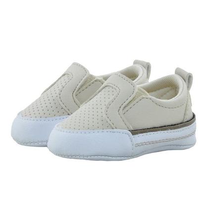 Imagem de Calçados Sapatinho de Bebê Bicho de Pé - Conga Masculina com Elástico - Sintético Liso e Perfurado -Bege, Branco e Terra