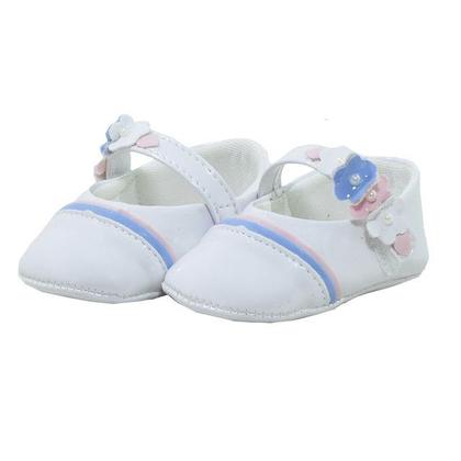Imagem de Calçados Sapatinho de Bebê - Sapatilha Feminina - Bicho de Pé Baby REF: 600-604 - Verniz Branco/Rosa e Azul