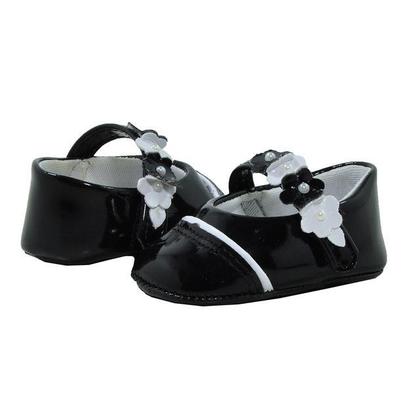 Imagem de Calçados Sapatinho de Bebê - Sapatilha Feminina - Bicho de Pé - REF: 600-607 - Verniz/Sintético - Preto com Branco