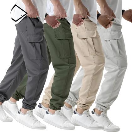 Imagem de Calças Cargo Casuais Masculinas Para Primavera E Outono, Tamanhos S-2XL, Joggers Com Cordão Na