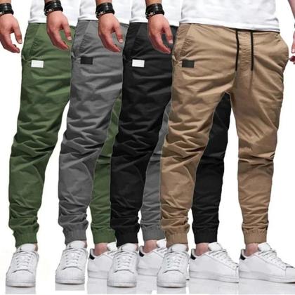 Imagem de Calças Cargo Largas E Soltas Para Homens Em Cores Sólidas, Calças De Moletom Casuais, Roupas