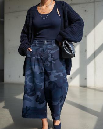 Imagem de Calças cargo Voghtic femininas Camo Barrel Cropped Denim