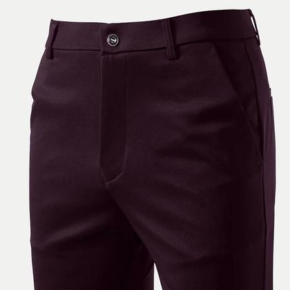 Imagem de Calças Casuais Slim Fit Para Homens Em Caqui Com Cintura Elástica Moda Clássica Primavera Verão