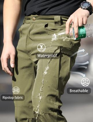 Imagem de Calças de carga YAXHWIV Flex Ripstop Tactical para homens - pretas