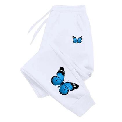 Imagem de Calças De Moletom Femininas Com Estampa De Borboleta, Casuais E Modernas, Calças De Jogging Com