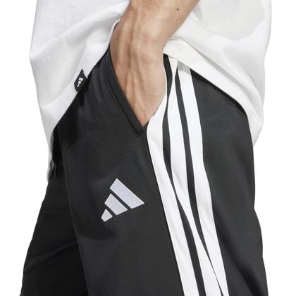 Imagem de Calças esportivas adidas de 3 listras em tricô com bainha aberta para homens pretas
