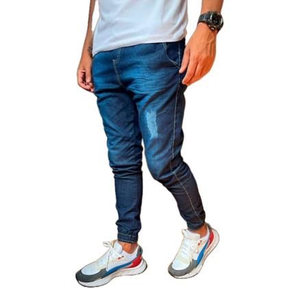 Imagem de Calças Jogger Jeans Camuflada Masculina Com Punho Elástico