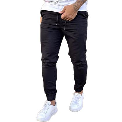 Imagem de Calças Jogger Jeans Camuflada Masculina Com Punho Elástico